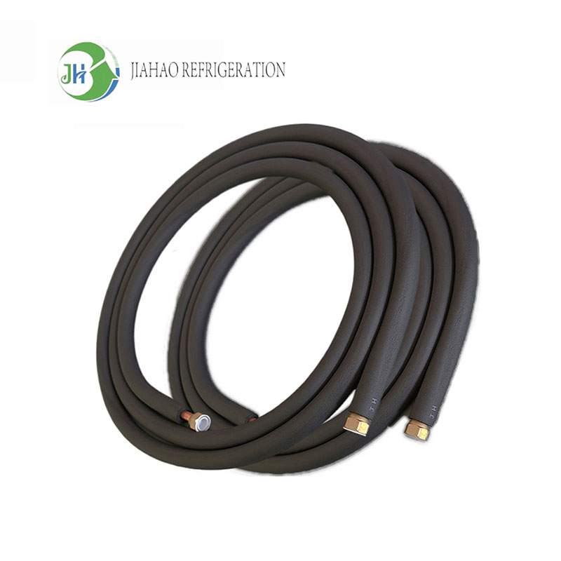 HVAC Black Rubber Insulation Copper Connecting Pipe With Nuts